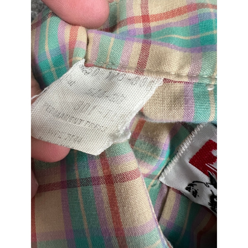 Tem Tex Western Shirt Womens M Multi Color Plaid Puff Sleeve Button Up Vintage - Picture 8 of 14